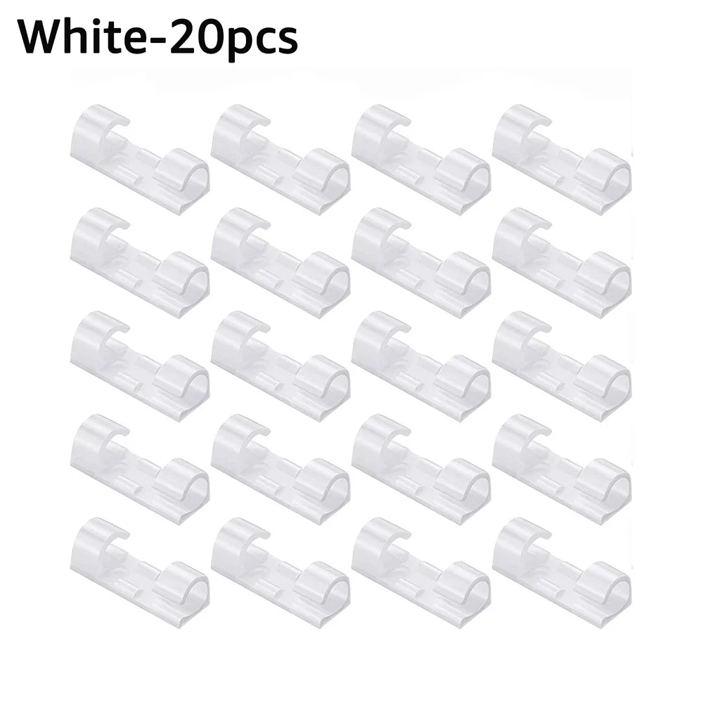 Transparent Self-Adhesive Cable Organizer Clips – 5 to 60pcs