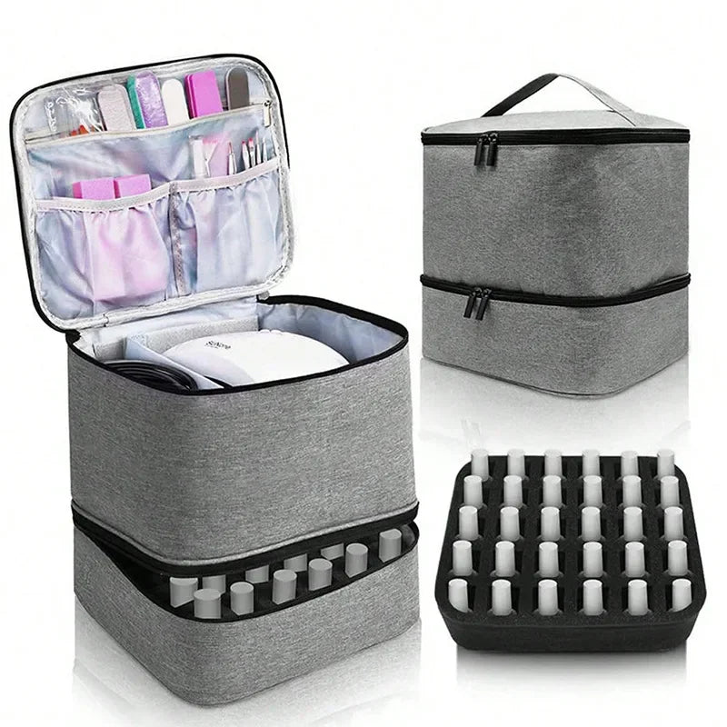 Double-Layer Nail Polish & Essential Oil Travel Organizer Bag