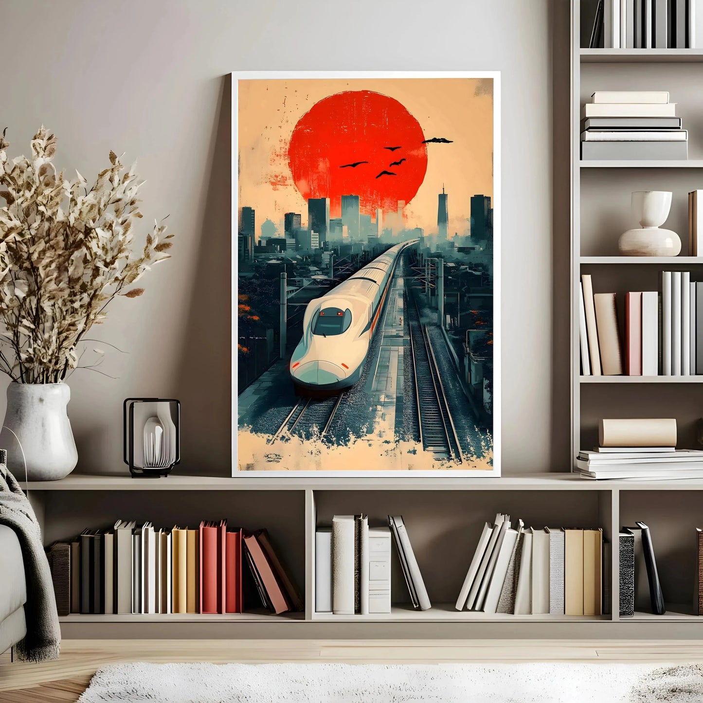 Retro Japanese Railway Canvas Print | Tokyo Rainy Night Wall Art