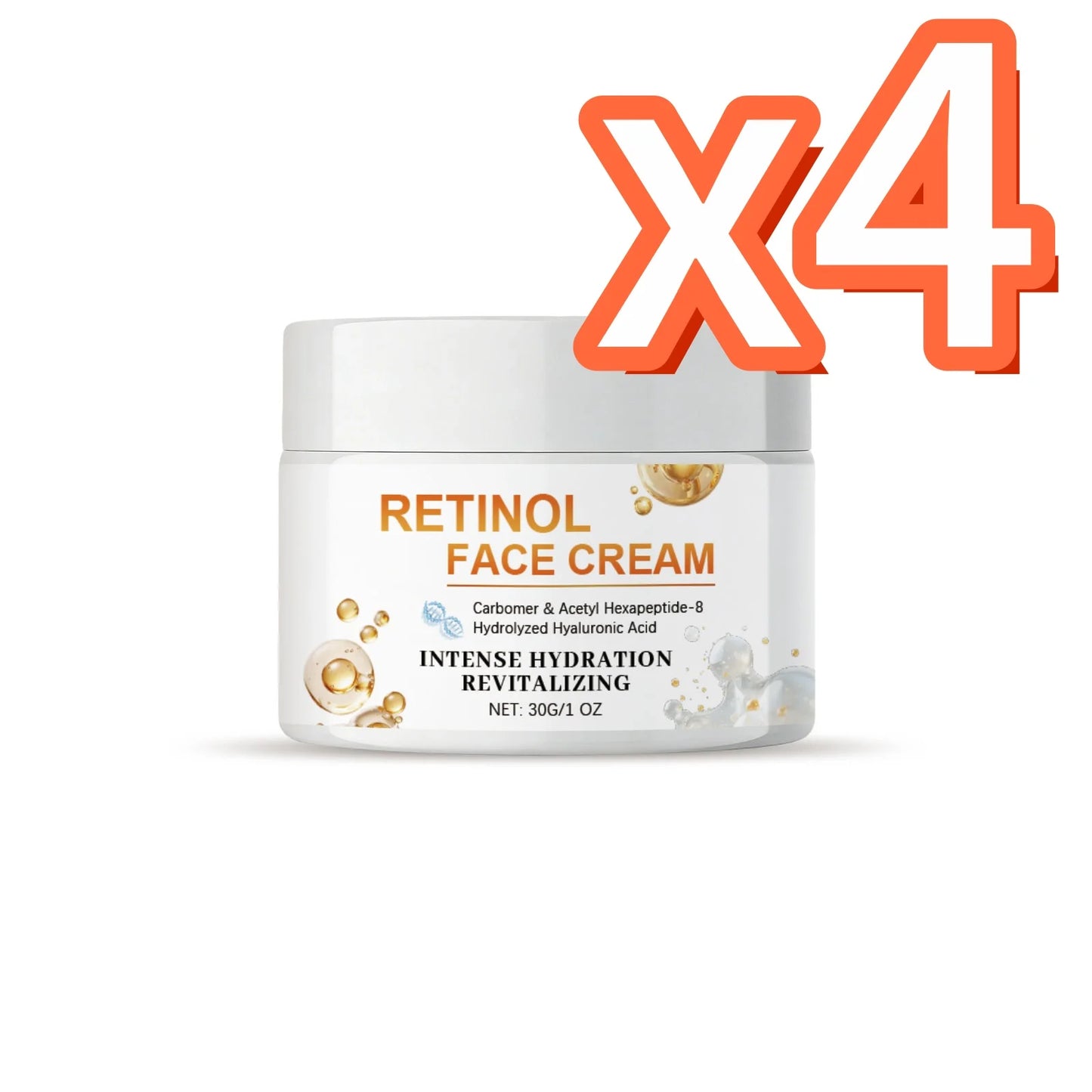 Retinol Face Cream Enhance Skin Firmness Deeply Hydrate Brighten Tone Repair Damaged Skin Barrier Hyaluronic Acid Facial Creams Peaceful Pleasures Health and Wellness 30g Boxed X 4PCS
