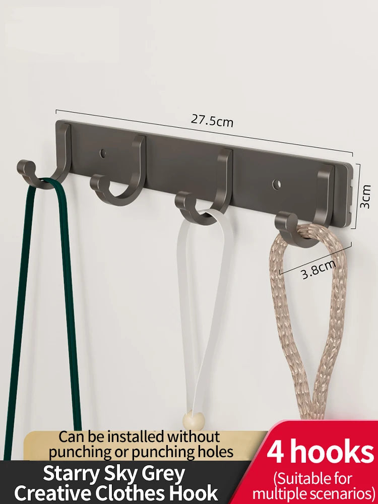 6-Hook Space Aluminum Wall Rack – Kitchen & Bathroom Organizer