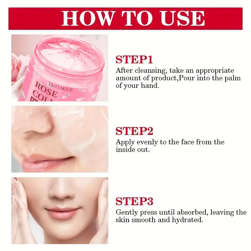 YUITIKUE Rose Collagen Facial Mask 60g - Night Care, Moisturize & Smooth Skin, Shurun Care Formula for Soft Skin Peaceful Pleasures Health and Wellness