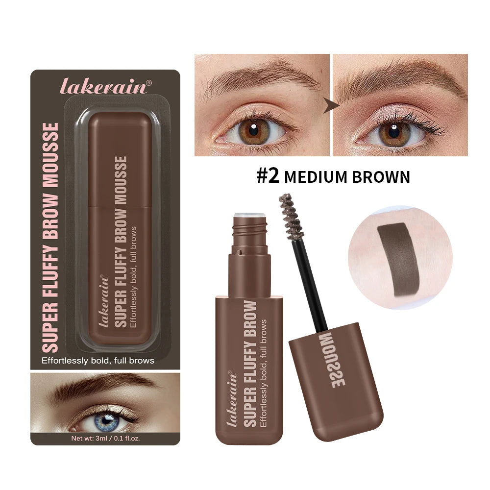 Superfluff Volumizing Brow Mousse Eyebrow Gel Thick Eyebrows Tint Tinted Brow Gel Multiple Color Long-Lasting Waterproof Makeup Peaceful Pleasures Health and Wellness 2 MEDIUM BROWN