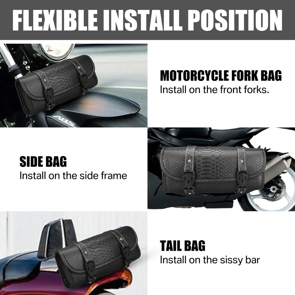 Crocodile Pattern Motorcycle Saddlebag Leather Luggage PU Bags Front Fork Tool Bag For Harley Sportster Chopper Bobber Cruiser Peaceful Pleasures Health and Wellness