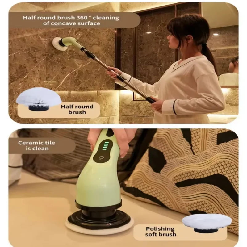 9-in-1 Electric Cleaning Brush Electric Spin Cleaning Scrubber Electric Cleaning Tools Parlour Kitchen Bathroom Cleaning Gadgets Peaceful Pleasures Health and Wellness
