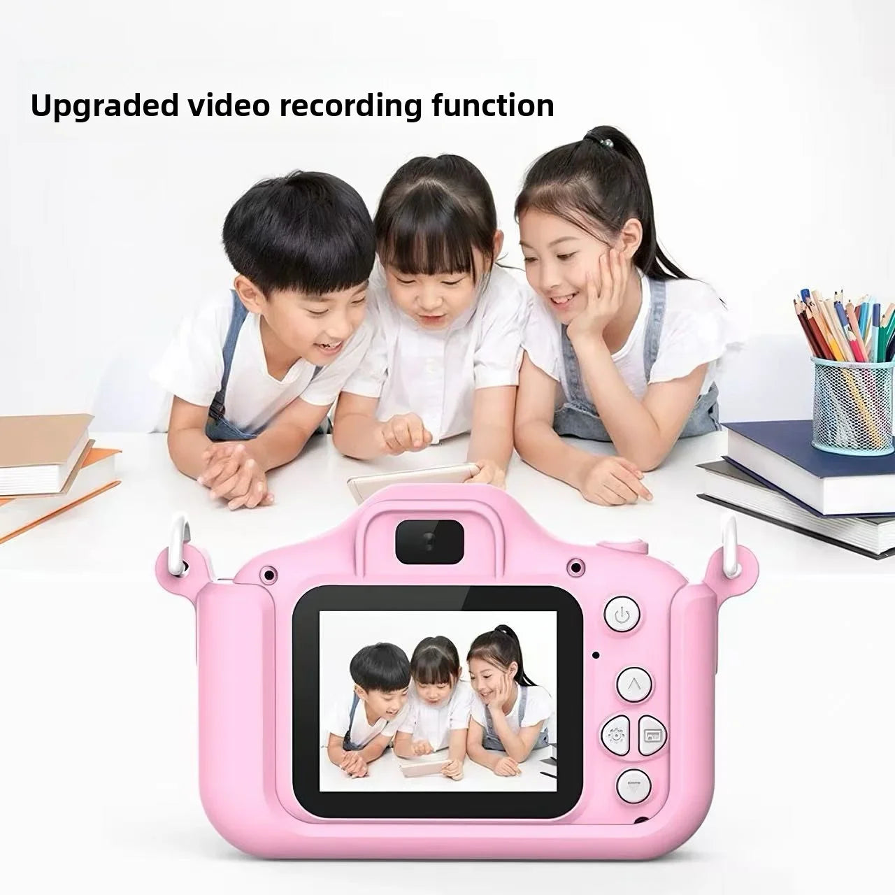 Kids Camera HD Dual Lens 1080P Video Recorder Multifunctional Toy with Music Game Portable Cartoon Gift for Little Boys Girls Peaceful Pleasures Health and Wellness