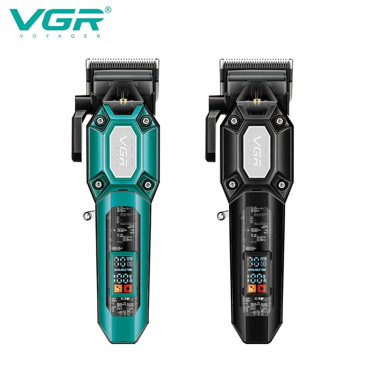 VGR V-600/V-900 Electric Hair Clipper Transparent Body Hair Trimmer LED Intelligent Digital Carving Electric Thruster Care Set Peaceful Pleasures Health and Wellness
