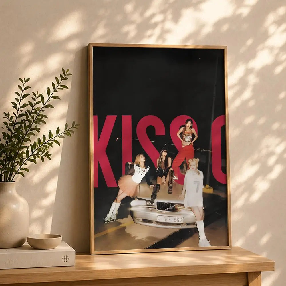 Kpop K-KISS OF LIFES Poster HD Self Adhesive Waterproof Wall Art Ideal for Home Office Dorm Bedroom Great Gift Peaceful Pleasures Health and Wellness White14 15X20cmNoframe