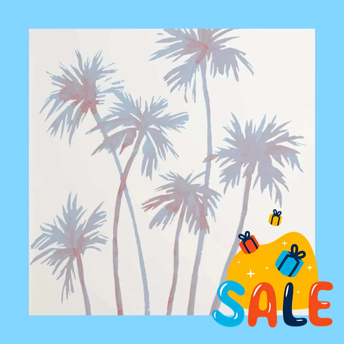 Blue Coastal Sketch Canvas Wall Art – Starfish Jellyfish Print
