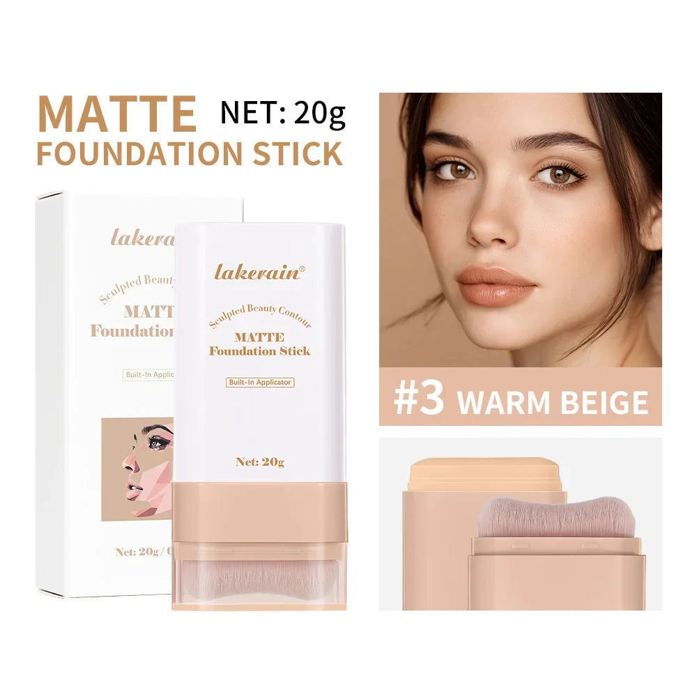 Matte Foundation Stick with Brush – Waterproof & Oil Control