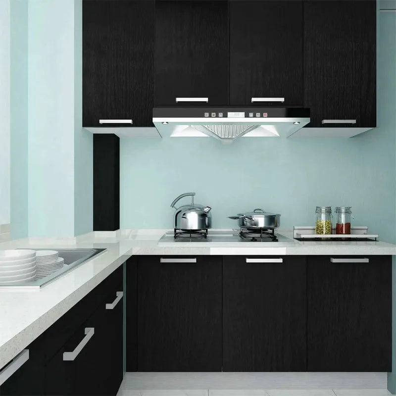 45cm Black Wood Grain Peel & Stick PVC Wallpaper | Waterproof