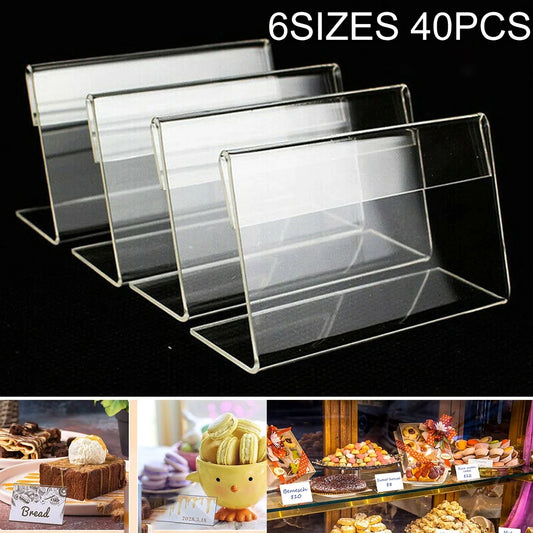 Mini Acrylic Sign Display Holder Name Card Tag Label Stand Bracket Peaceful Pleasures Health and Wellness