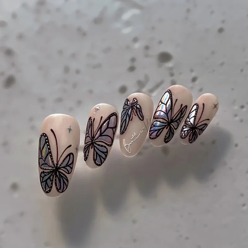 3D Holographic Butterfly Nail Stickers | Iridescent Aurora Decals