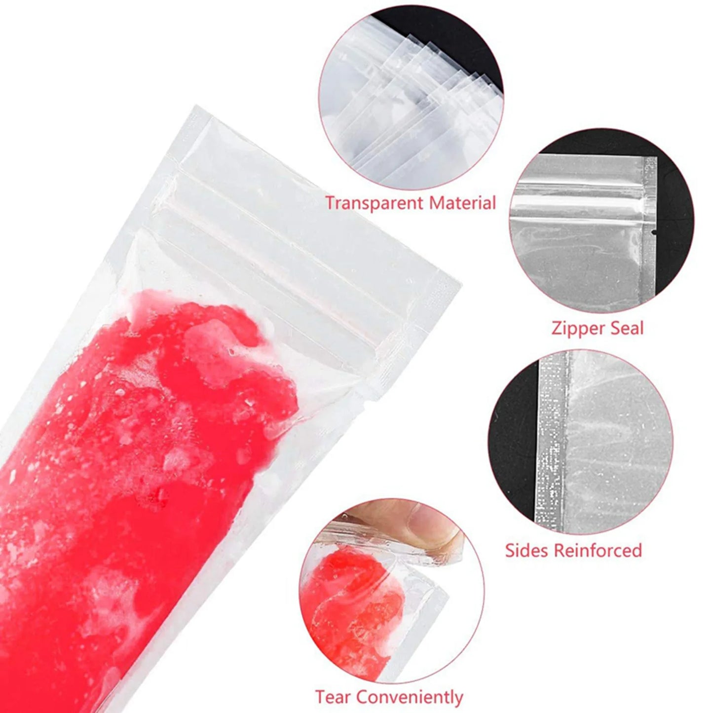 240pcs Disposable Popsicle Bags Freezer Tubes with Funnel