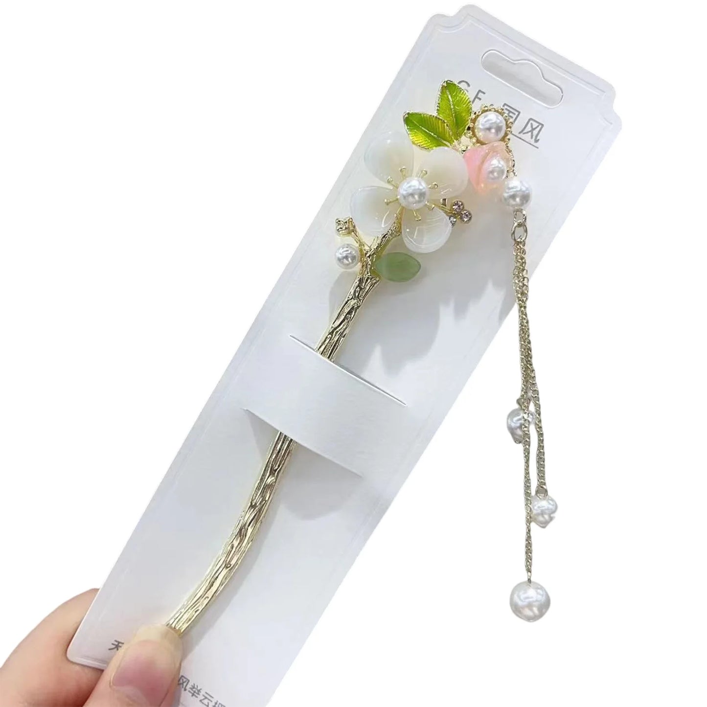 Chinese Style Hair Stick with Flower Decor Retro Floral Design Headwear with Tassel for Friends Girlfriend Wife Novel Gift Peaceful Pleasures Health and Wellness Style 5
