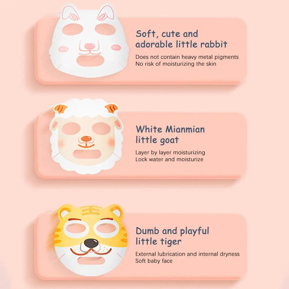 Cute Animal Cartoon Sheet Masks for Kids – 5pcs Gentle Moisturizing Spa Face Masks for Ages 3–15 Peaceful Pleasures Health and Wellness