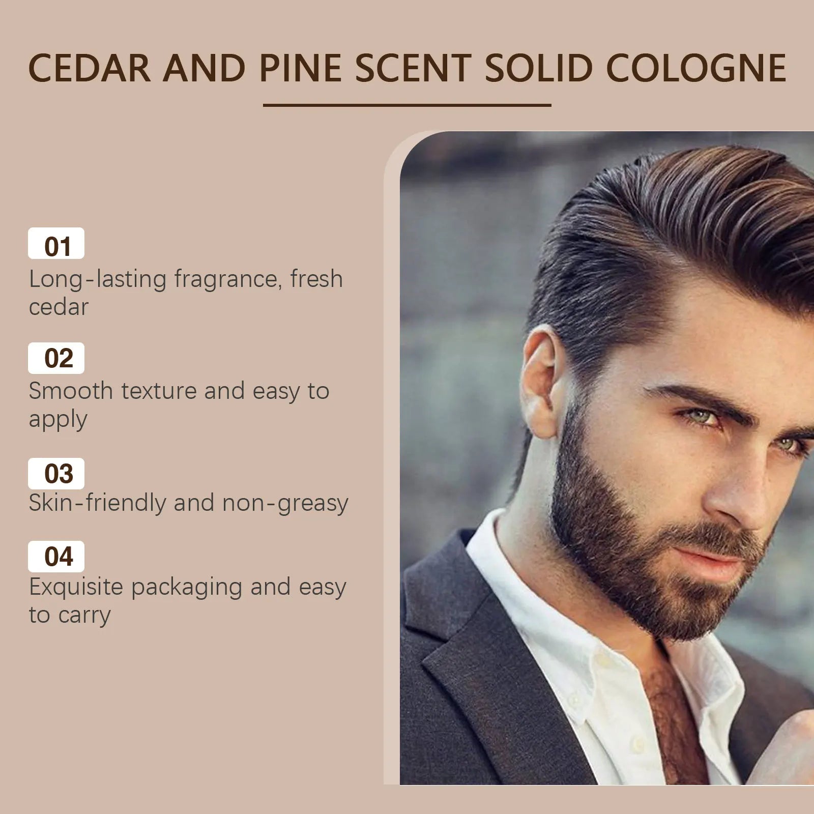 Cedarwood Solid Perfume For Men Portable Long Lasting Fragrance Balm Seed Oil Woody Scent Daily Grooming Gift For Him Peaceful Pleasures Health and Wellness