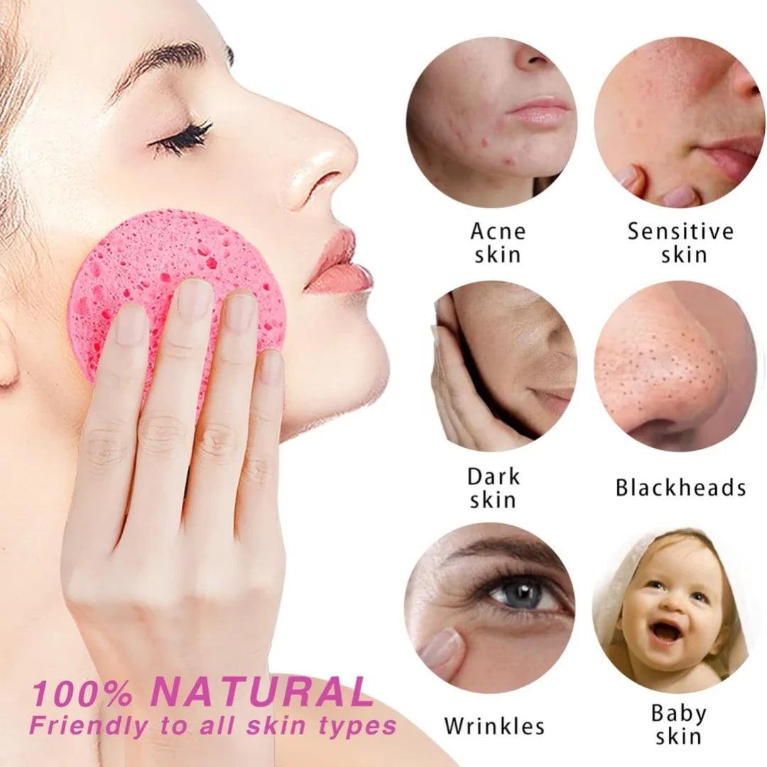 Natural Wood Pulp Compressed Face Cleansing Sponge Puffs