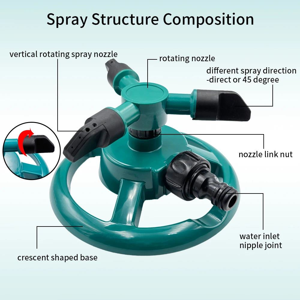 Sprinkler Nozzle 360 Degree Automatic Rotating Water Spray Garden Lawn Automatic Sprinkler Garden Watering Irrigation Supplies Peaceful Pleasures Health and Wellness
