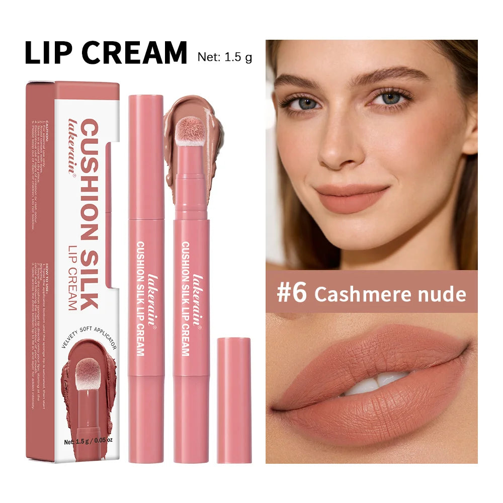 Cushion Kiss Lip Cream Lip Stain Lip Tint Long Lasting Matte Waterproof Non Transfer Formula Velvety Finish Cosmetics Peaceful Pleasures Health and Wellness 6Cashmere Nude