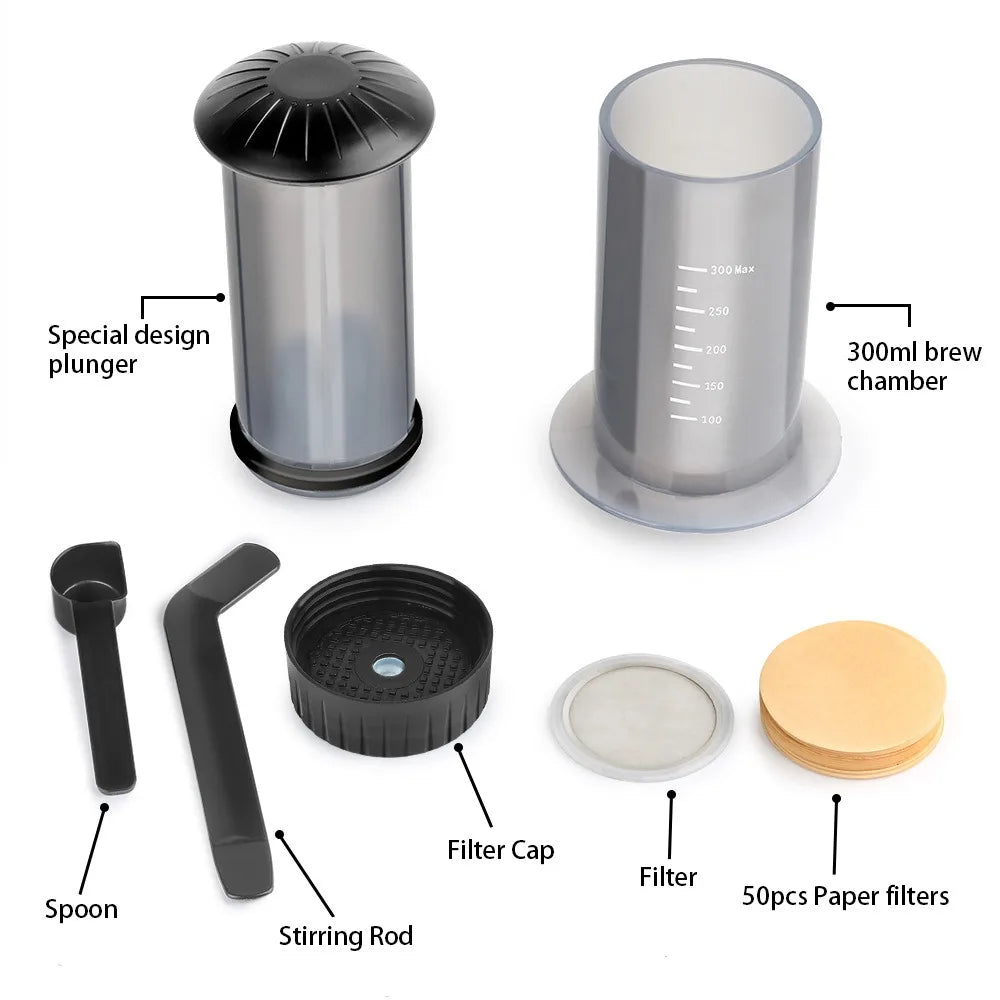 Espresso Portable Coffee Maker French Press Coffee Pot Kitchen Supplies for Aeropress Cafe Press Machine with Filter Paper Kit Peaceful Pleasures Health and Wellness