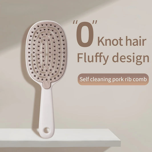 Self-Cleaning Retractable Detangling Hairbrush | Nylon Bristles Detangling Hairbrush Peaceful Pleasures Health and Wellness