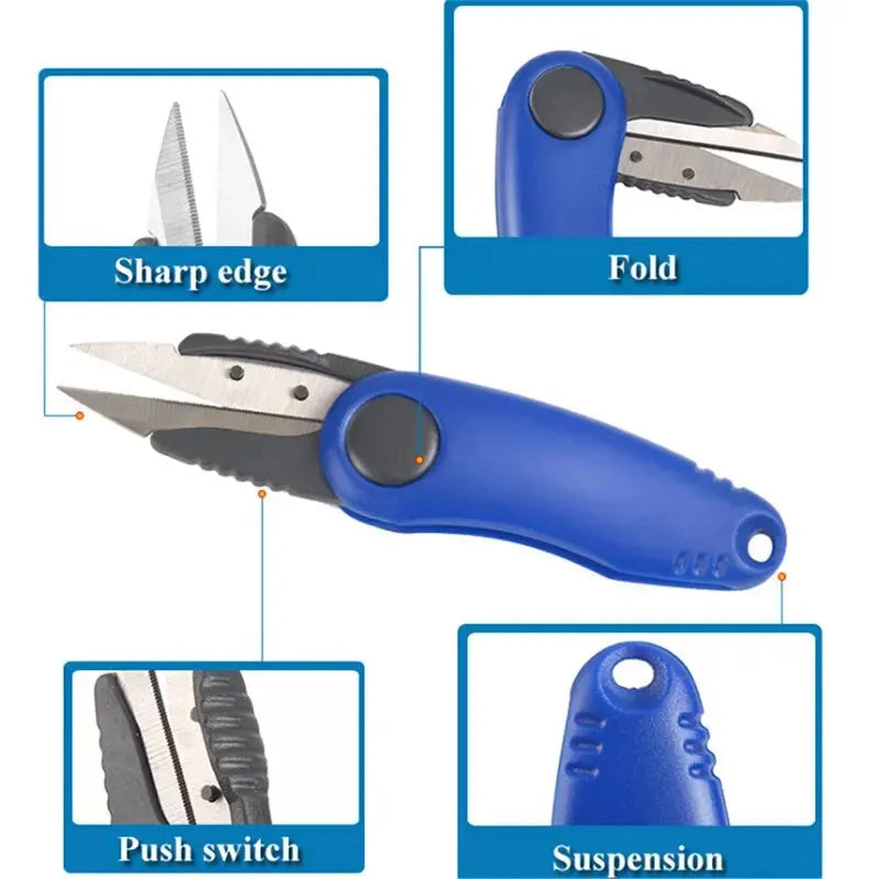 Folding Scissors Stainless Steel Fish Use Scissor Multifunction Fishing Line Cut Clipper Shrimp-Type Fishing Tackles Pesca Peaceful Pleasures Health and Wellness