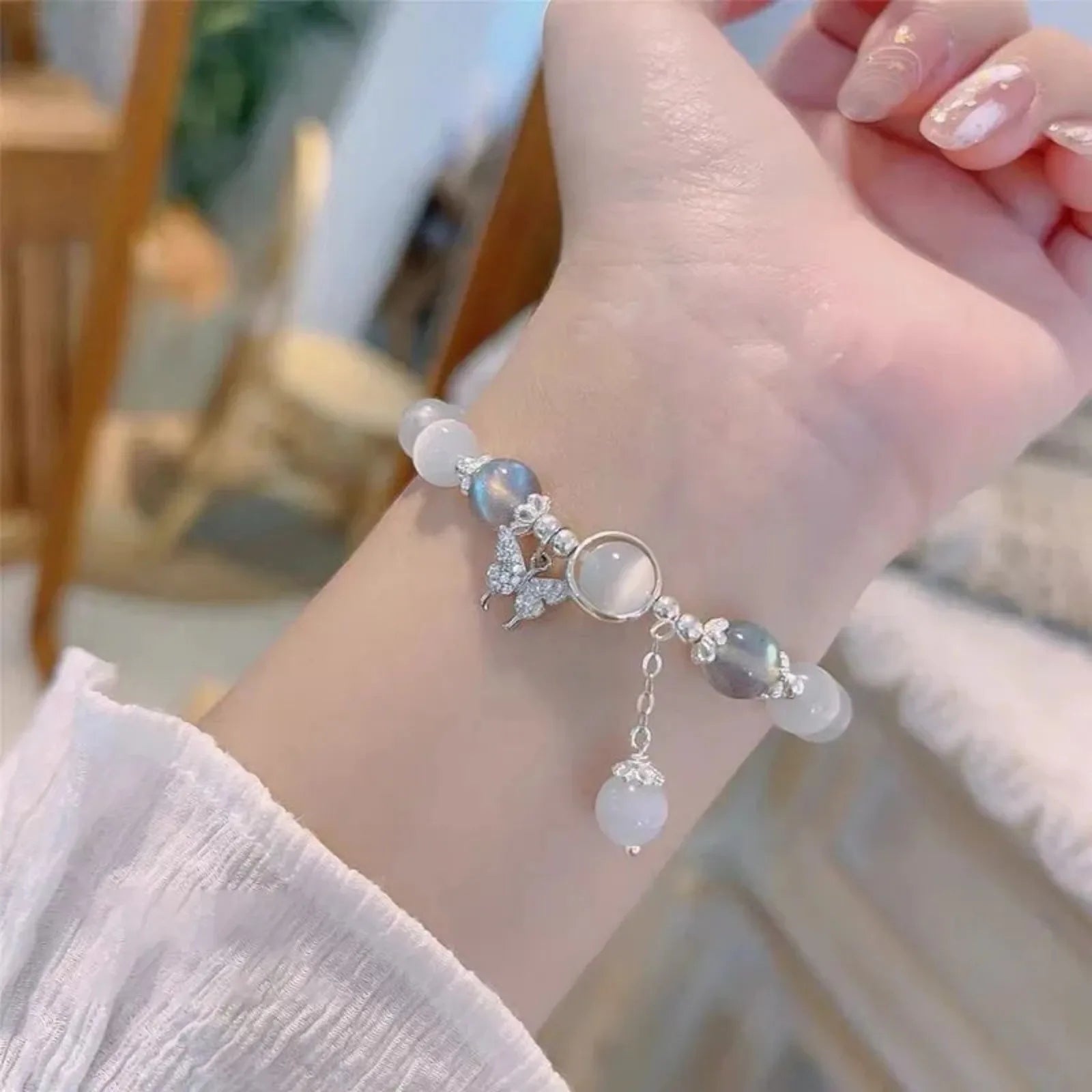 New Trendy Red Beaded Chain Bracelet for Women Simple Hollow Butterfly Pendant Bracelets Jewelry Gifts Accessories Peaceful Pleasures Health and Wellness