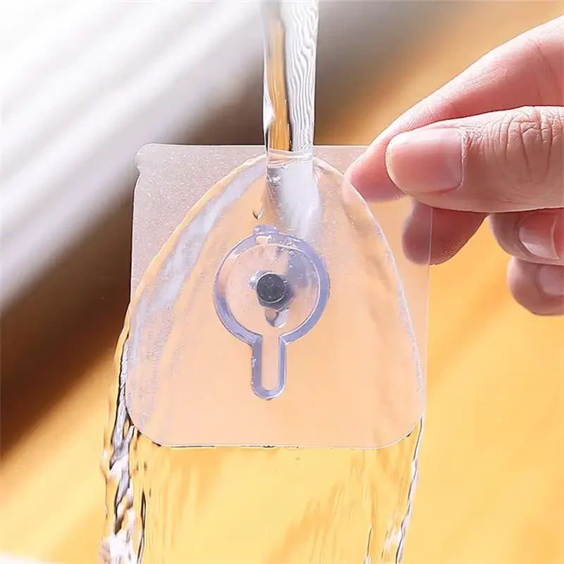 10-Pack Transparent Self-Adhesive Wall Hooks – No Damage