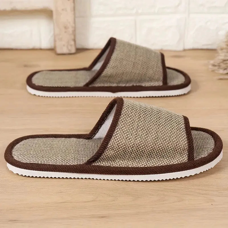 Japanese Hemp Linen Indoor Slippers – Anti-Slip, Unisex
