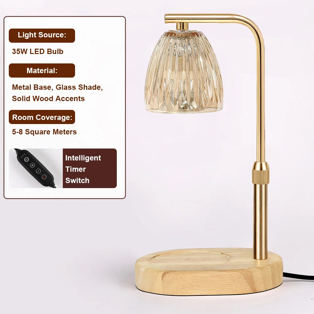 RUNTOIN Timer Candle Warmer Lamp | Striped Glass Wax Melts