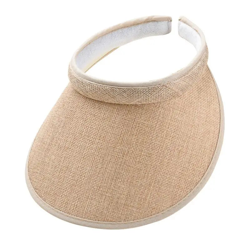 Women's Straw Sun Visor Hat – UV Protection Adjustable Beach Cap