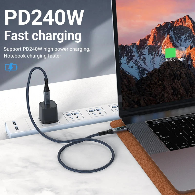 USB4 USB-C Cable 8K 60Hz | 240W PD 40Gbps LED Display 3.3ft