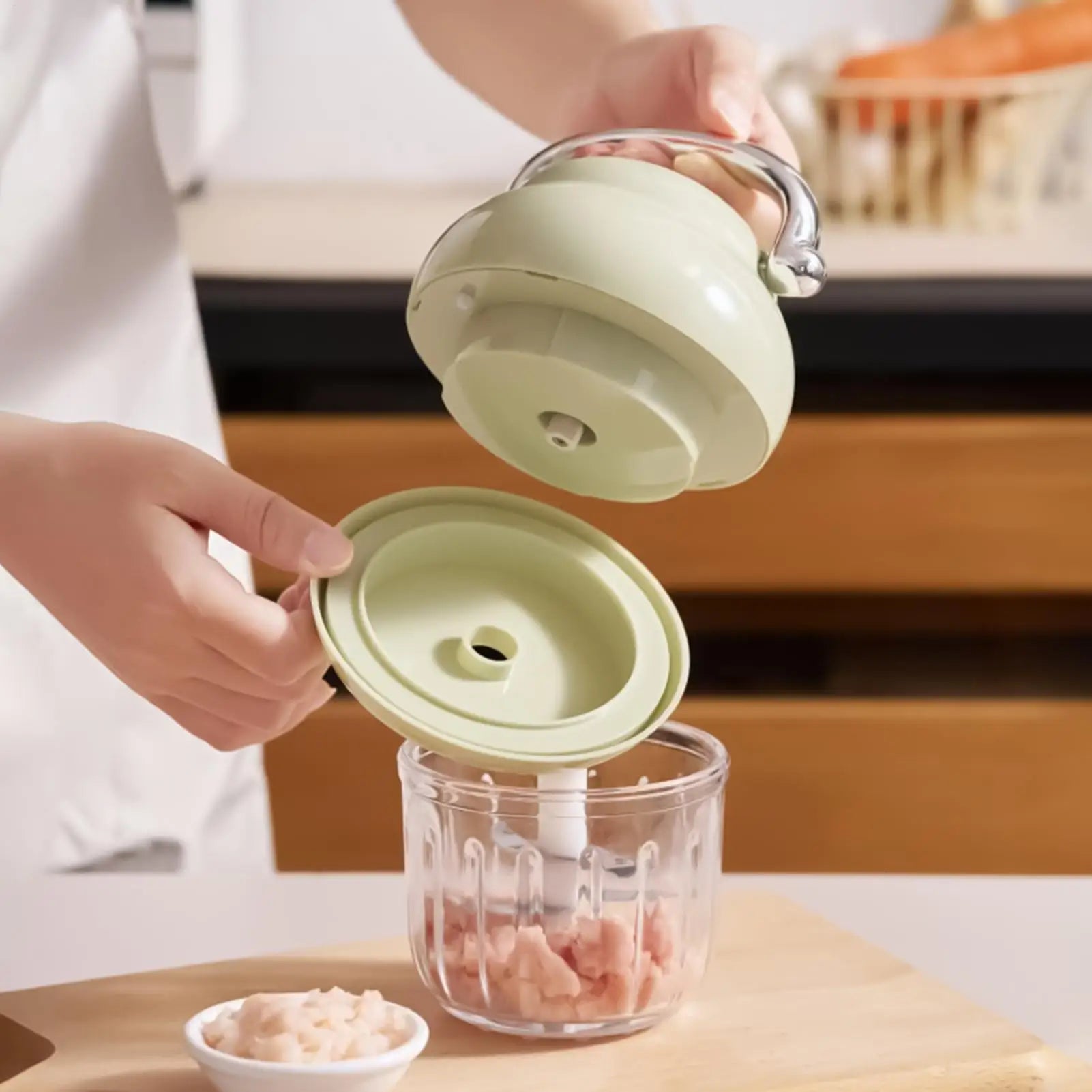 Small Food Processor 350ml Rechargeable High Speed Kitchen Gadgets Electric Mini Chopper Food Processor for Garlic Chili Meat Peaceful Pleasures Health and Wellness
