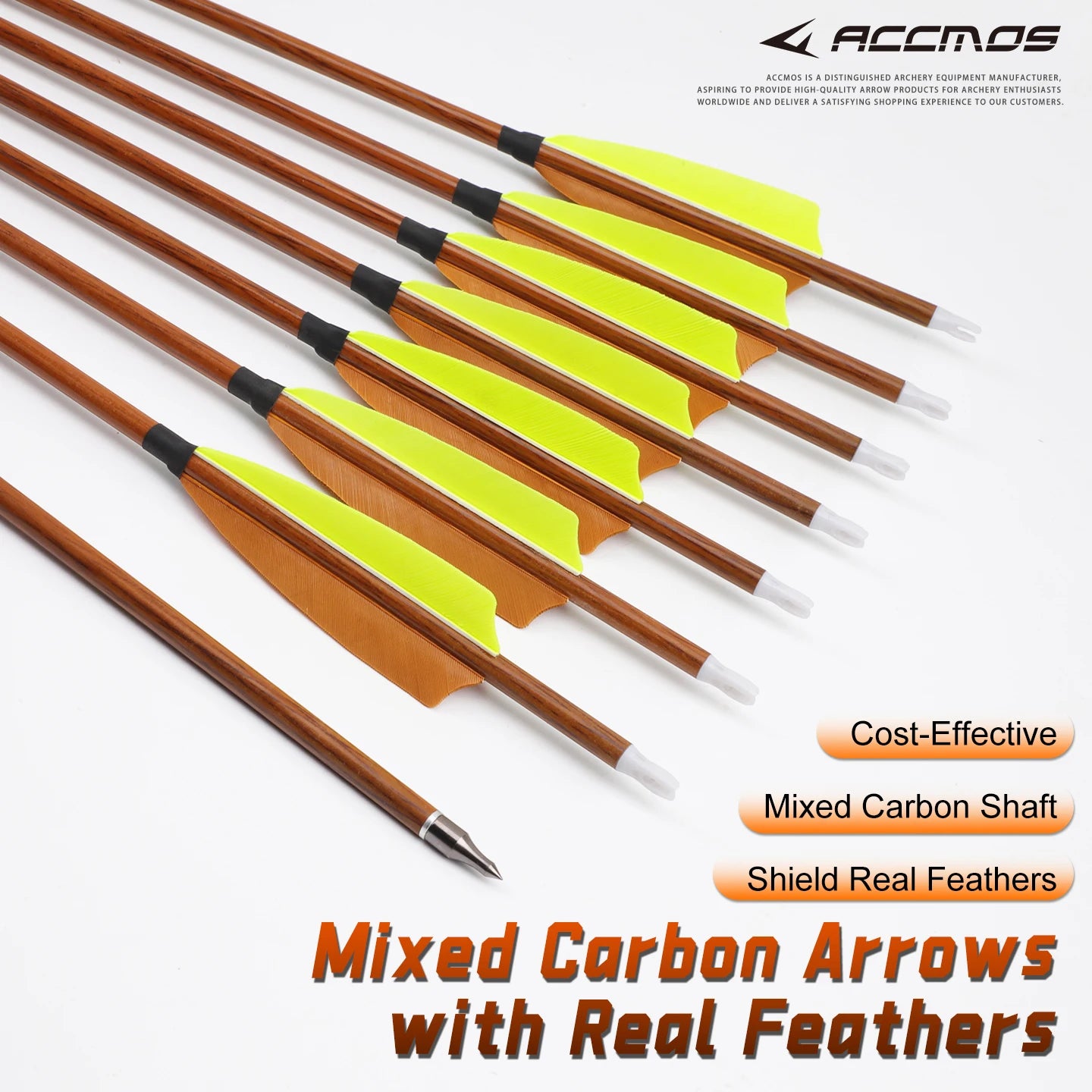 6 Wood Skin Mixed Carbon Arrows ID6 OD7 Field Archery Hunting