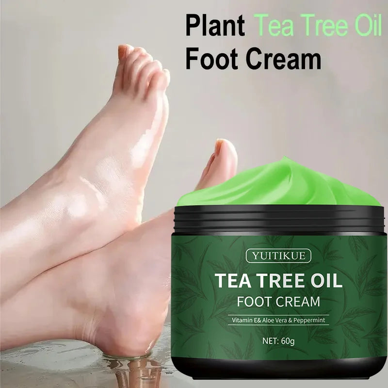 YUITIKUE Tea Tree Oil Foot Cream - Vitamin E Aloe Vera Peppermint Foot Care Moisturizing Cream for Dry Feet Peaceful Pleasures Health and Wellness