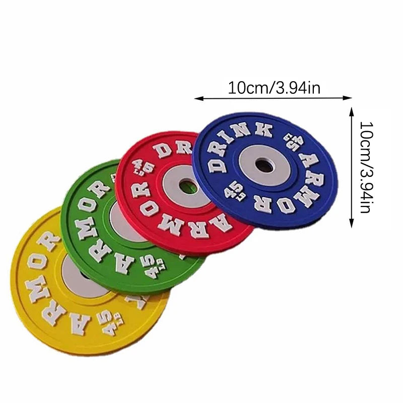 4-Pack Gym Weight Plate Silicone Coasters – BPA Free Non-Slip