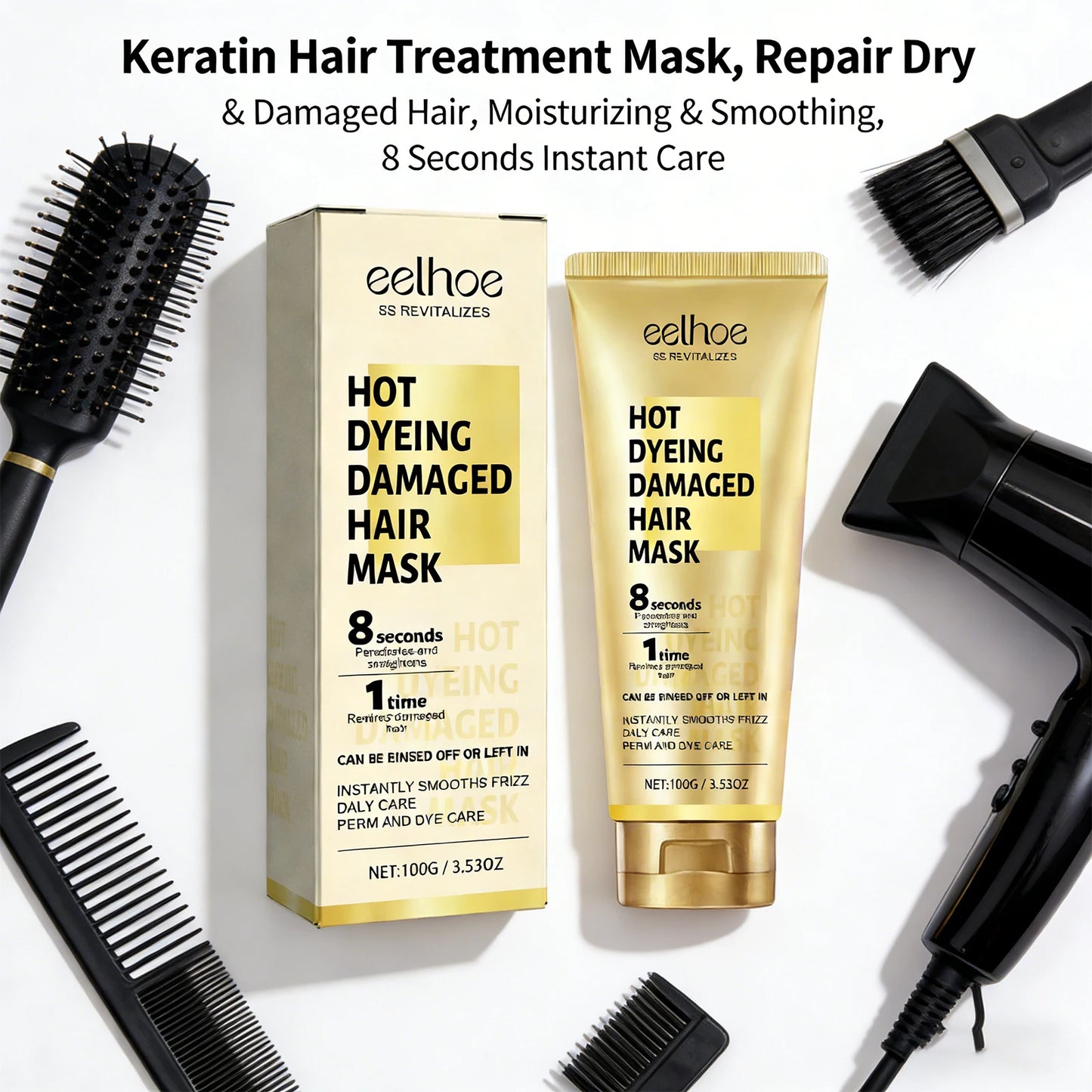 Eelhoe Keratin Hair Cream – Repair Frizz & Damaged Hair 100g Keratin Hair Mask Peaceful Pleasures Health and Wellness