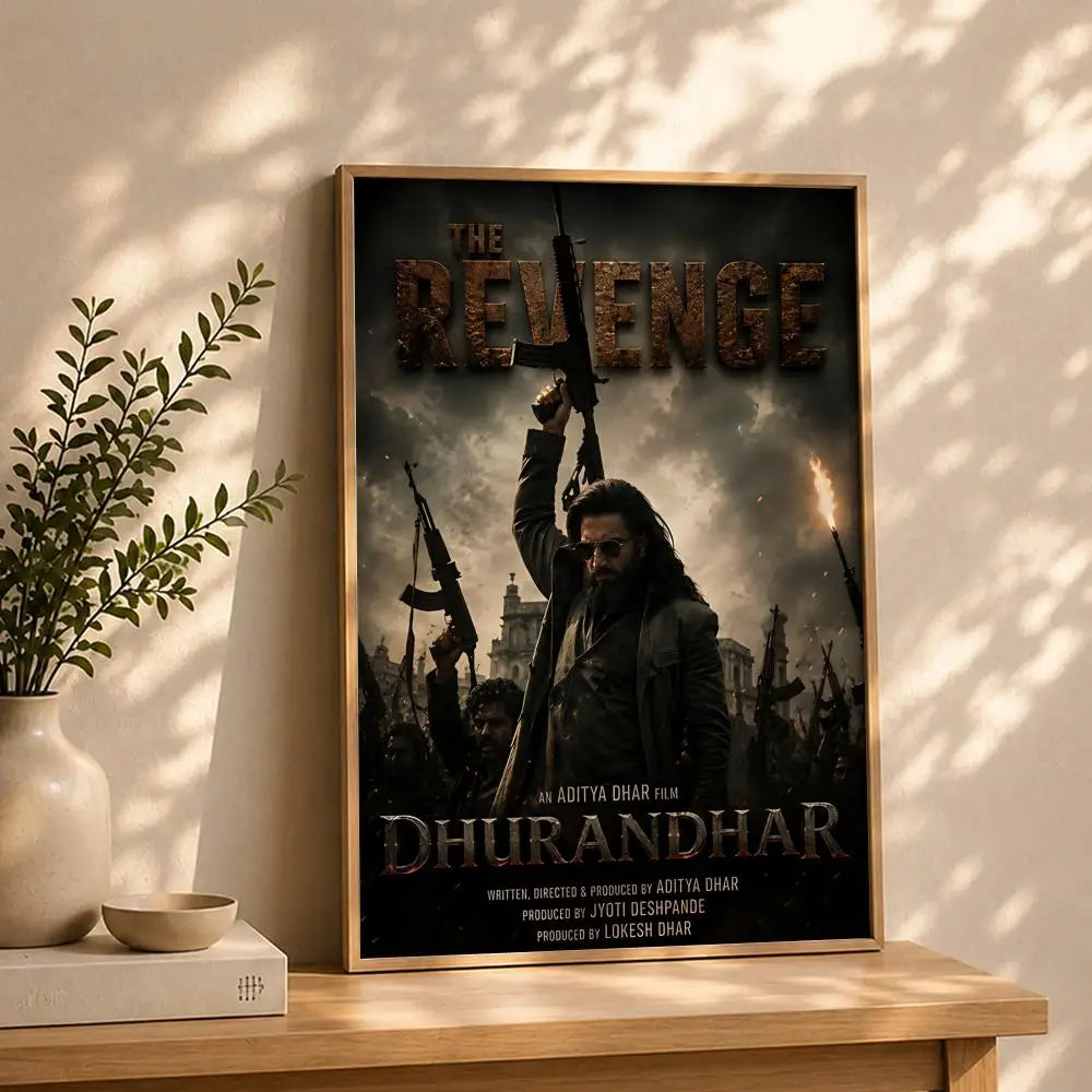 Movie-Dhurandhar 2 Poster HD Self Adhesive Waterproof Wall Art Ideal for Home Office Dorm Bedroom Great Gift Peaceful Pleasures Health and Wellness White9 30X40cmNoframe