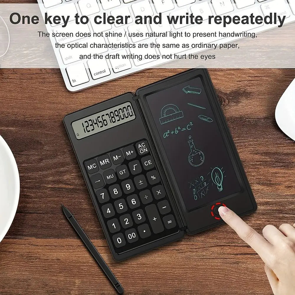 Foldable 12-Digit Scientific Calculator with LCD Notepad
