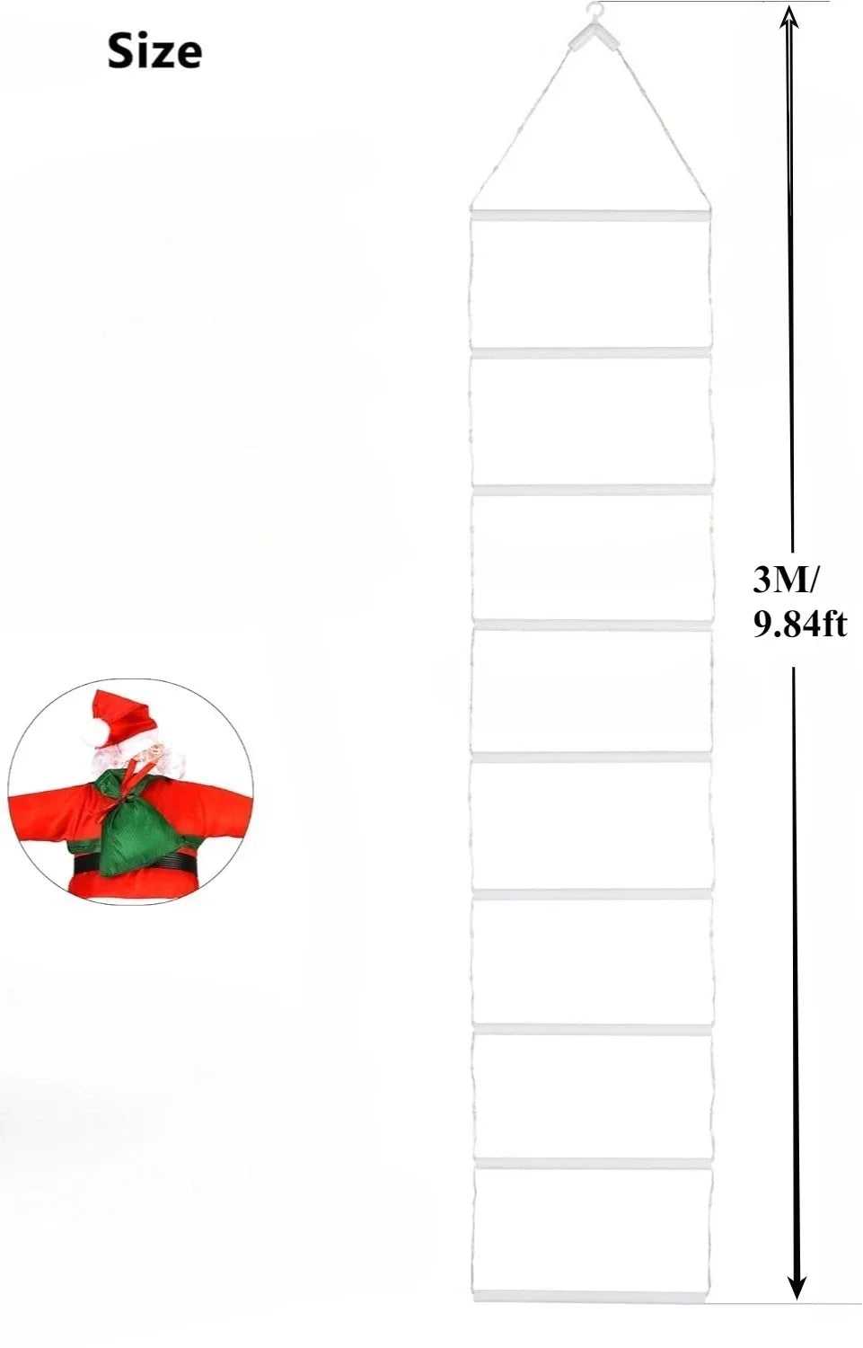 3M Santa Claus Climbing Ladder USB Warm LED Christmas Light Decor