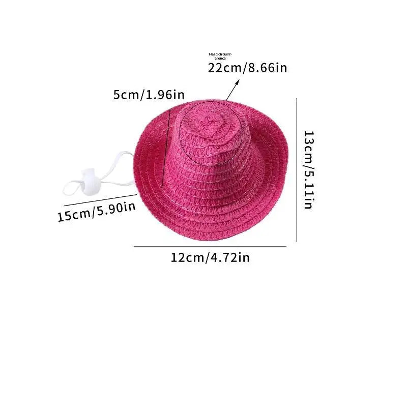 Mini Straw Pet Sun Hat for Cats & Dogs – UV Protection Cap
