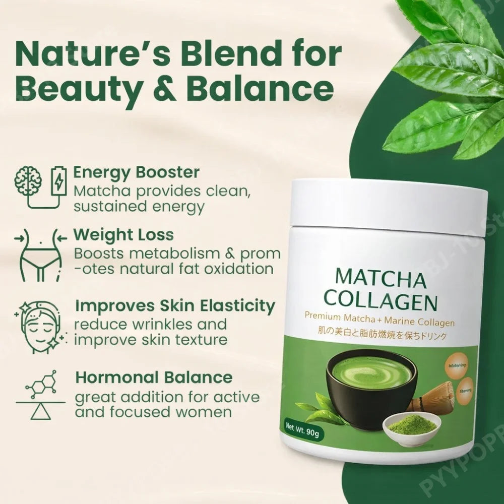 Matcha Collagen Powder | Organic Green Tea | Hair Skin Nails 90g