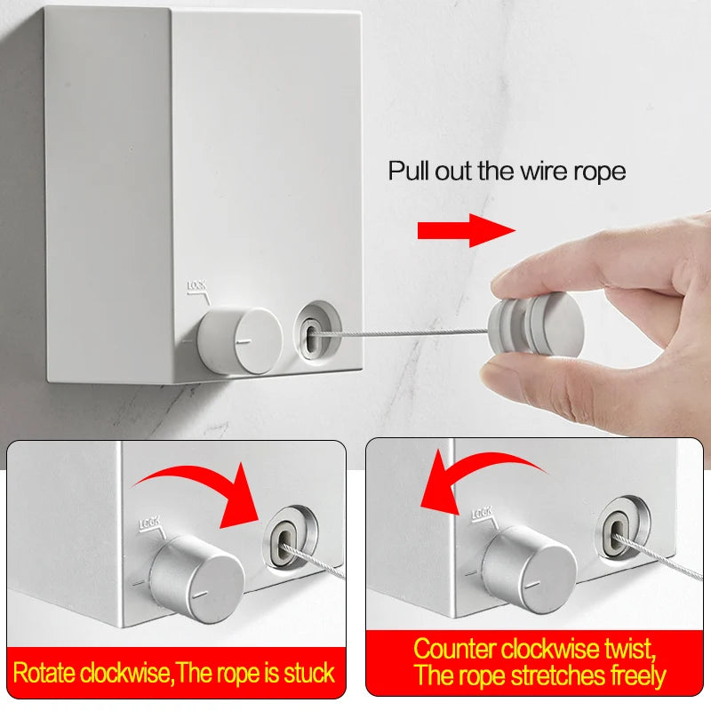 Retractable Clothesline Wall-Mounted Clothes Drying Rack