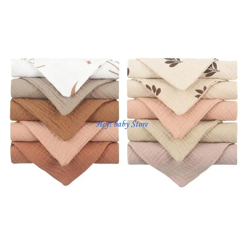 10-Pack Baby Cotton Washcloths – Soft Infant Face & Drool Bibs