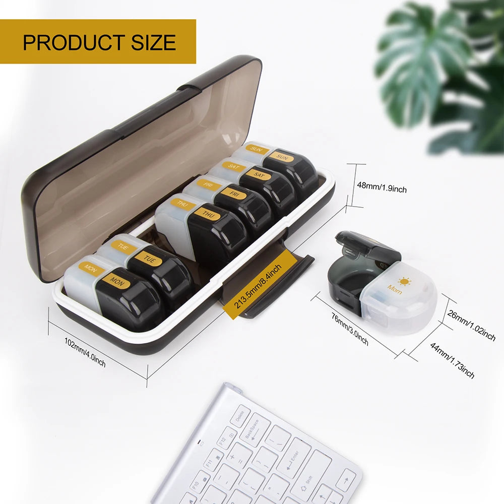 Extra Weekly Pill Organizer 2 Times a Day, Daily AM and PM Travel Pill Box Container Storage Box for Outdoor Travel Essentials Peaceful Pleasures Health and Wellness
