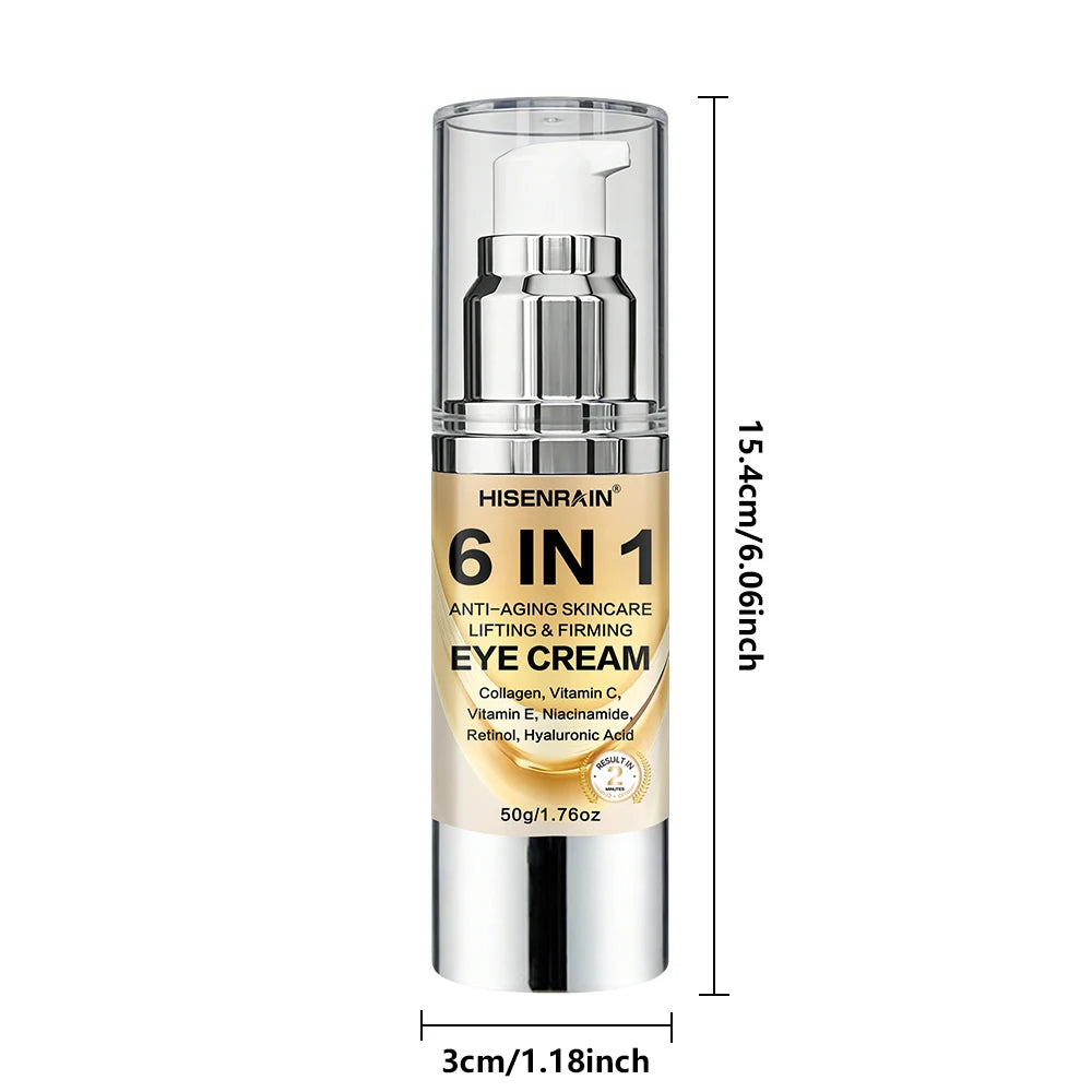 HISENRAIN 6-in-1 Eye Yellow Cream for Dark Circles, Puffiness, Wrinkles & Hydration - Anti-Aging Treatment for Men & Women. Peaceful Pleasures Health and Wellness