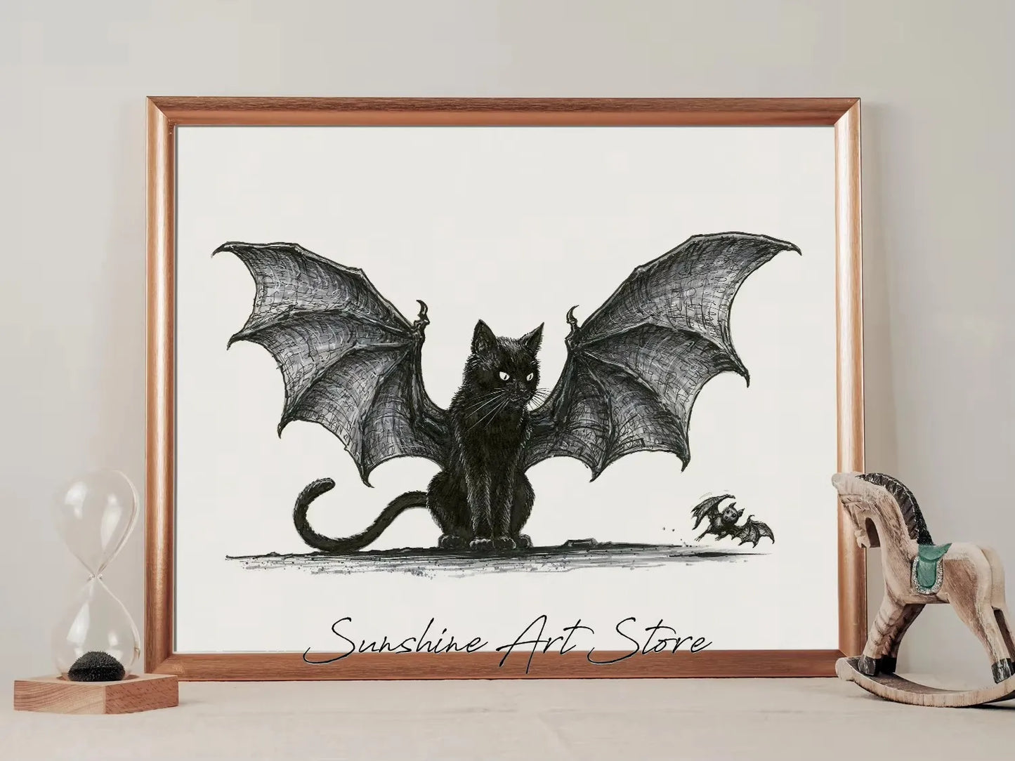 Witch Dark Goddess Black Magic Poster Canvas Printing Witch Black Cat Wall Art Decor Gothic Style Girls Room Bar Wall Decoration Peaceful Pleasures Health and Wellness ZLH5262 90x130cm No Frame