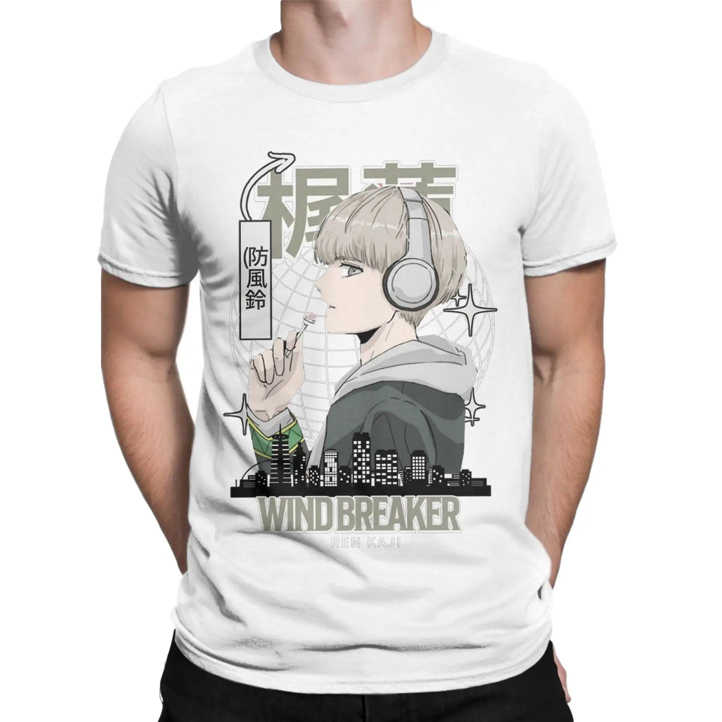 Wind Breaker Cotton T Shirt For Men Summer Ren Kaji Aesthetic T-Shirts O Neck Fashion Tees Plus Size Cheap Tops Peaceful Pleasures Health and Wellness WHITE 6XL