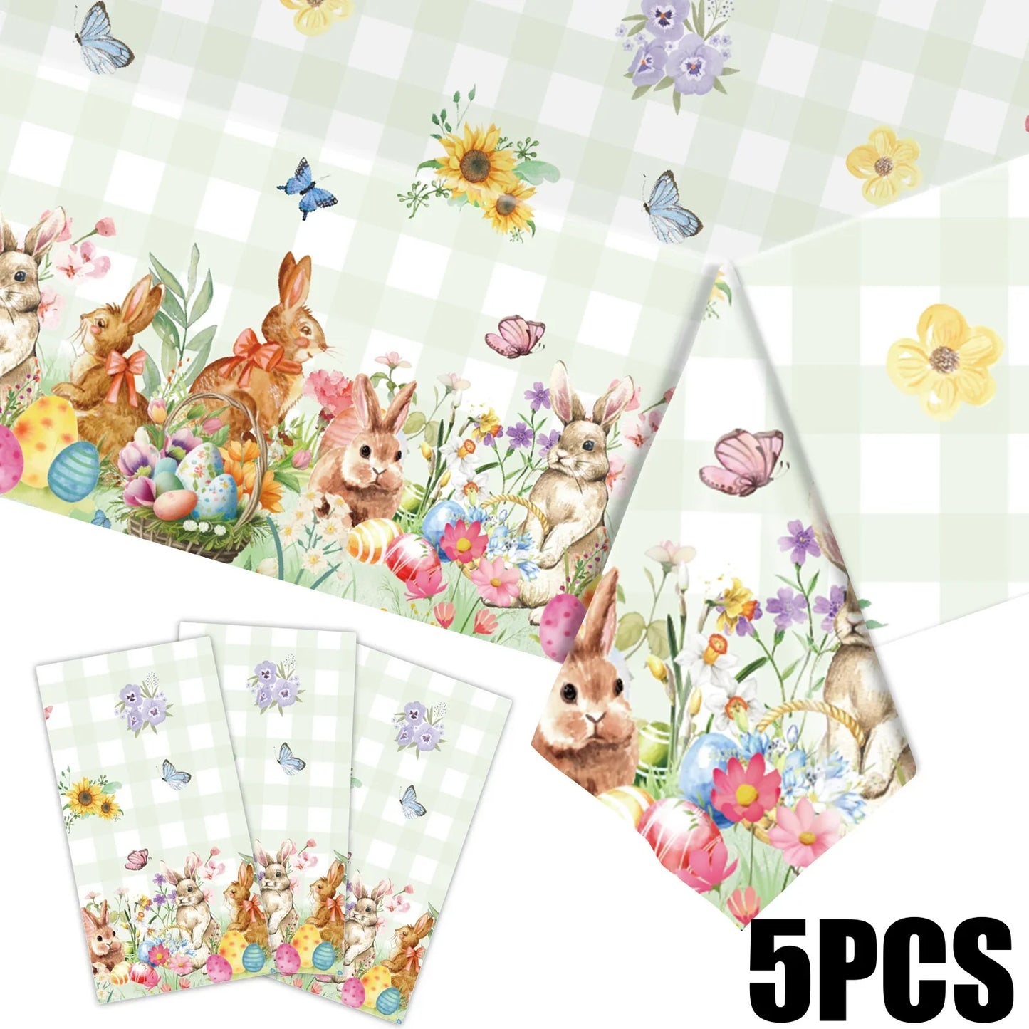 Easter Rabbit Disposable Tablecloth | Colorful Party Table Cover